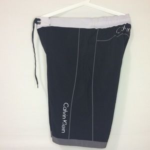 Calvin Klein Black w/White & Gray Trim Swim Trunks